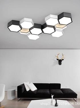 客厅灯2024年新款简约现代大气创意几何组合造型智能卧室吸顶灯具