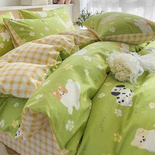 秋冬卡通纯棉床上四件套全棉100儿童床品床单被套宿舍床笠三件套
