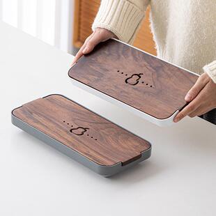 北美胡桃木茶盘家用2025新款小型储水式合金实木托盘沥水干泡茶台