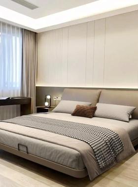 悬浮床现代简约耳朵2米x2米2主卧大床意式极简齐边双人床