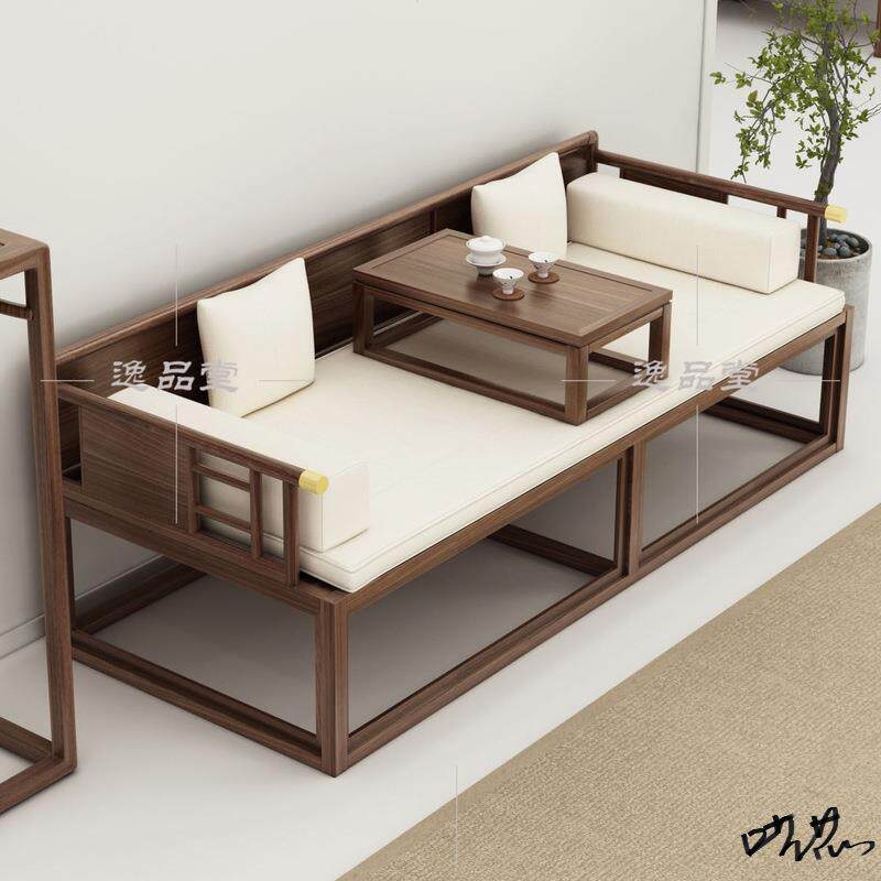 罗汉床贵妃榻罗汉古典床新中式民宿型实木沙发伸缩套装茶桌三人位