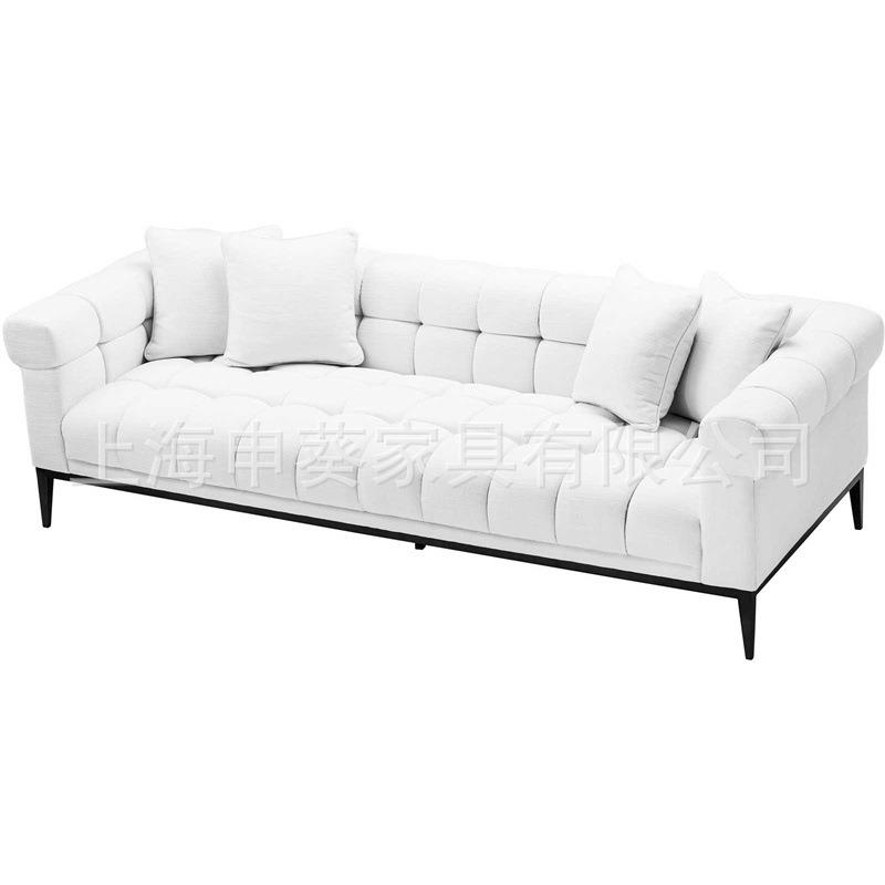 美式乡村多人布艺沙发创意简约设计经典会客沙发洽谈室别墅样板房