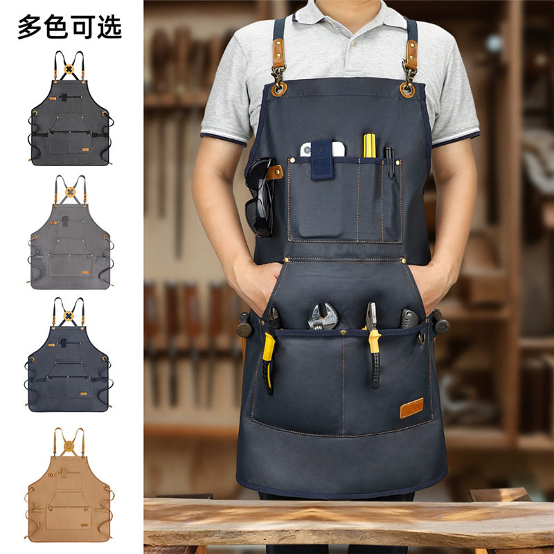 加厚帆布围裙园林工人工作服可调节防水防油罩衣半身美式乡村