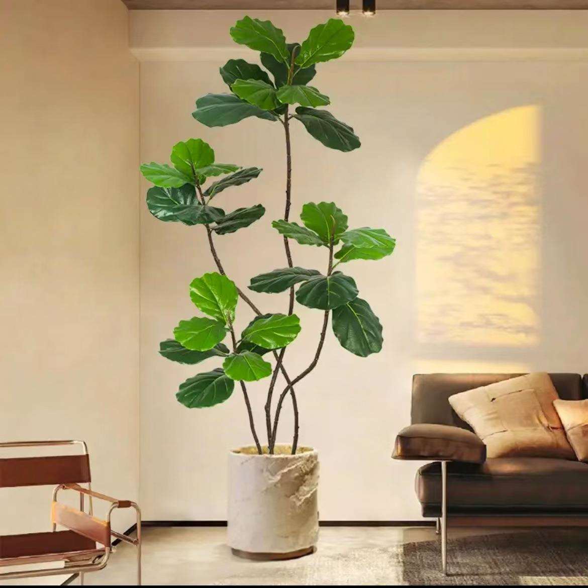 仿真植物琴叶榕落地盆栽室内大型仿生绿植摆件客厅轻奢装饰花假树
