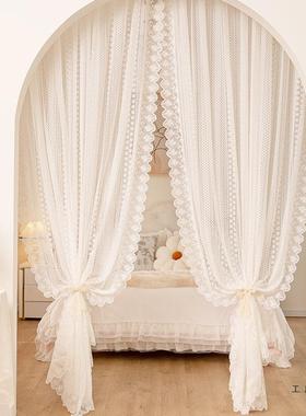 法式蕾丝拱形门纱帘女生公主卧室客厅白纱少女门帘隔断窗帘免打孔