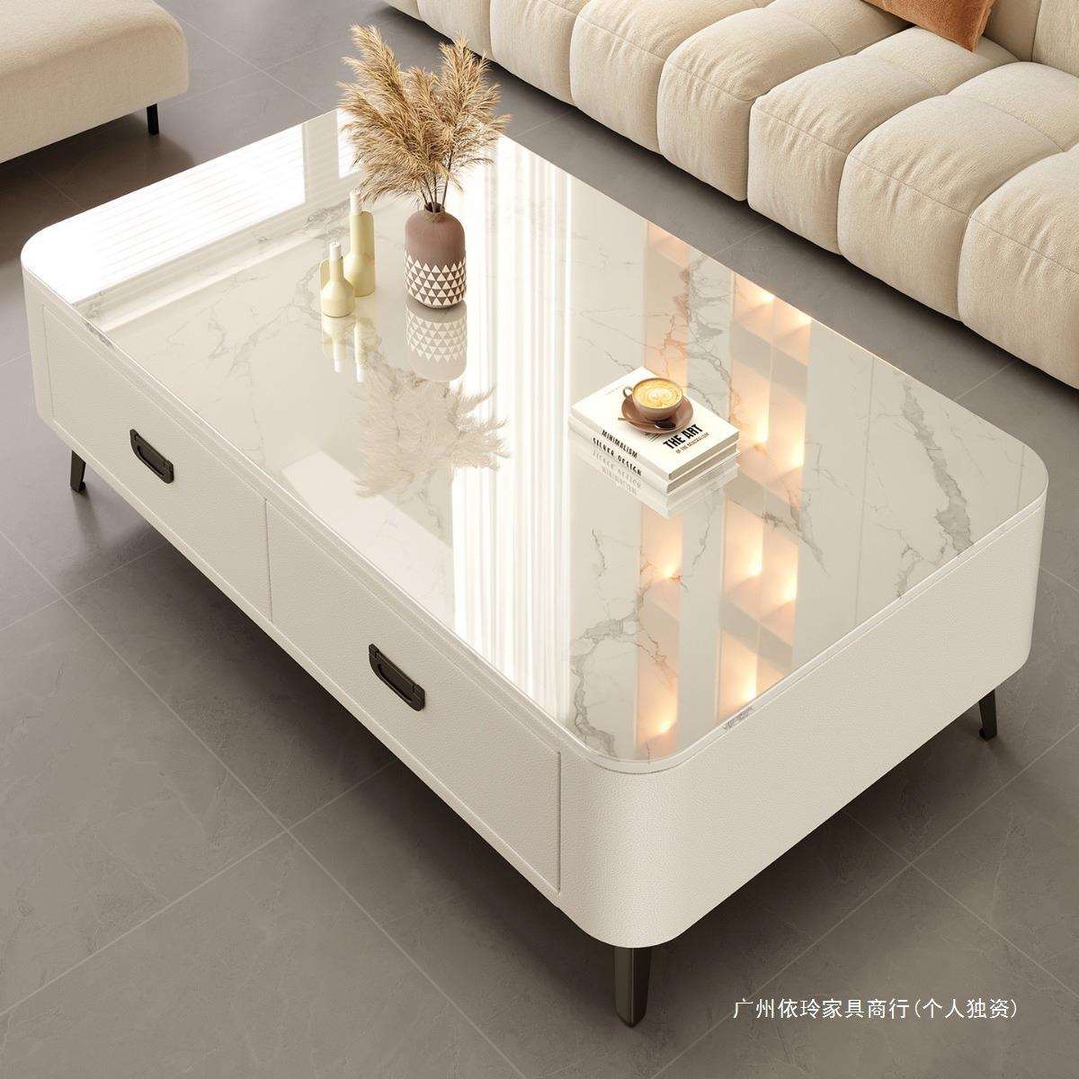 岩板茶几2024新款客厅家用轻奢高级感简约小桌子网红小户型茶几桌