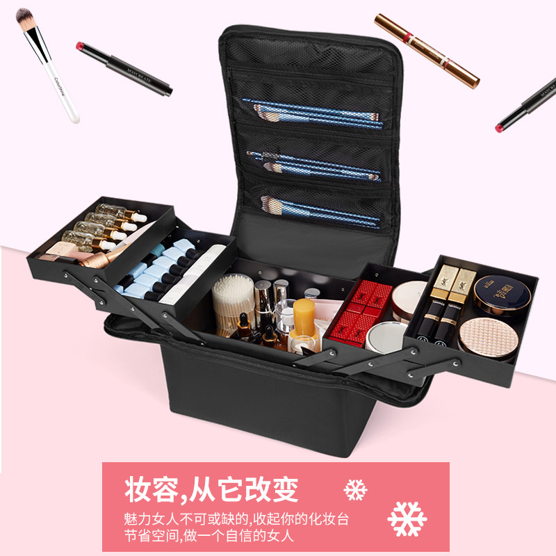 化妆包新款女纹绣美甲大容量便携手提收纳箱洗漱包旅行收纳包