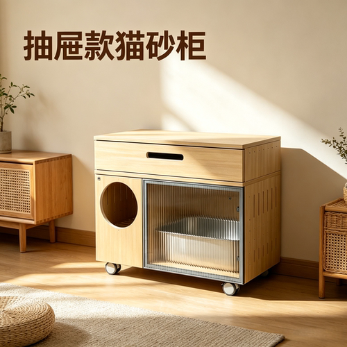 抽屉款猫砂柜防带砂可移动
