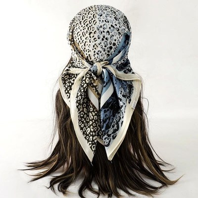 Silk Shawl Fat Cat Square Scarf for Women SatTin  Fashion