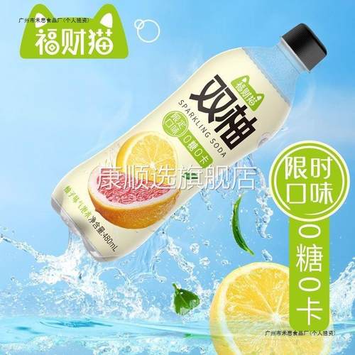 【480ML超大量】双柚汁果味汽水0糖0卡0脂解渴柚子饮料整箱