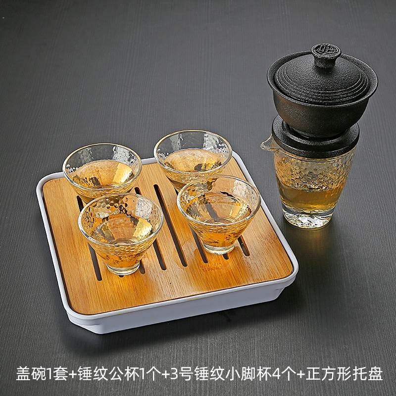 懒泡茶器半自动耐热茶具办公石磨盖碗功夫茶杯
