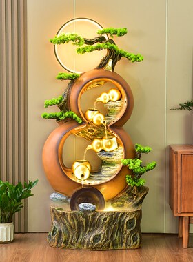 葫芦流水生财摆件循n环水客厅办公室假山喷泉风水轮家居装饰品落