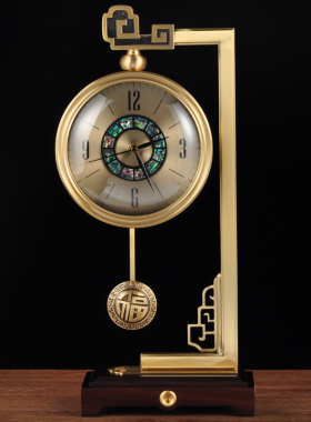 黄铜祥云座钟摆件m台式钟座钟时钟石英钟家居客厅电视柜酒柜装饰