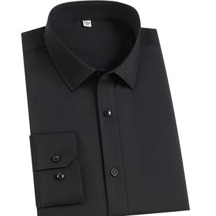 蓝色职业工装 佤诺高级感DP全棉抗皱纯黑色男士 衬衫 长袖 新 商务正装