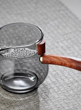 月牙公道杯耐高温磁吸过滤手工耐热创意玻璃绿S茶器分茶泡茶公杯