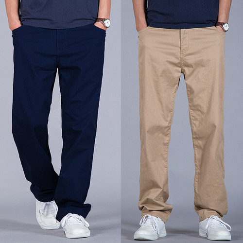 裤子男夏季薄款宽松直筒男士休闲裤夏天中年工装长裤纯棉大码男裤