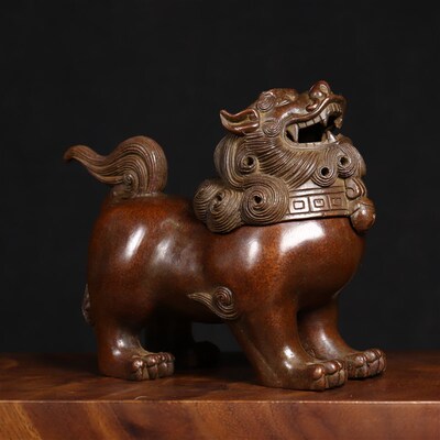 纯铜望天吼兽熏香炉瑞兽铜香炉貔貅复古X工艺品摆件