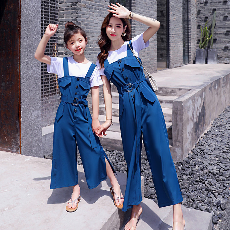 网红森系亲子装套装2021夏季新款母女装洋气时尚夏装阔腿裤两件套