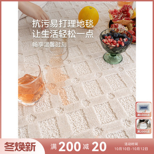 防水防污免洗可擦客厅地毯奶L油风轻奢高级2023新款 创新升级20版