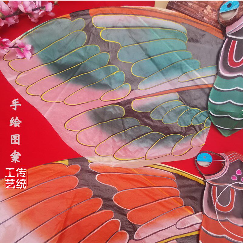 传统潍坊小蝉风筝知了竹骨手扎手绘复古汉服摄影道具饰布展飞