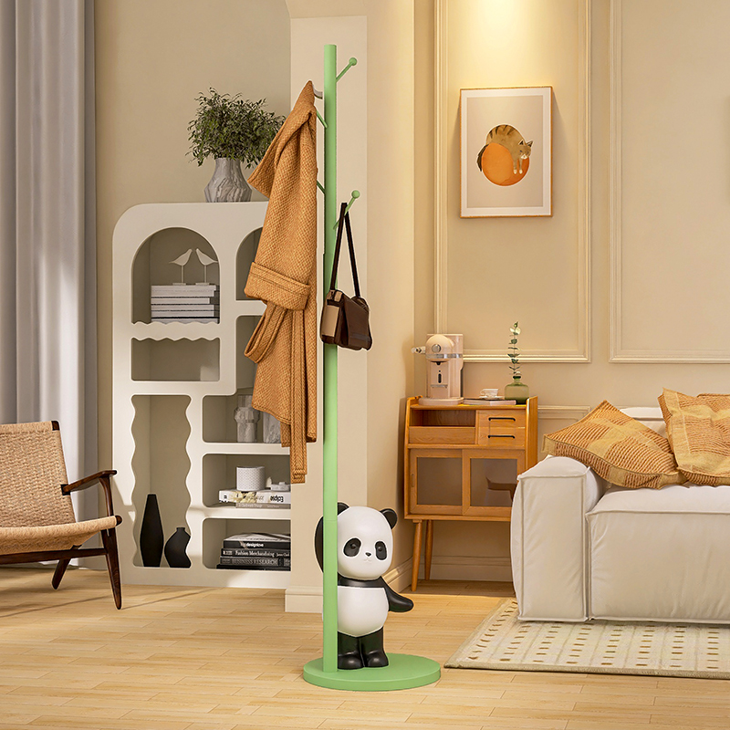 奶油风熊猫落地摆件衣帽架挂衣架挂包架卧室客厅家用晾衣架装饰品