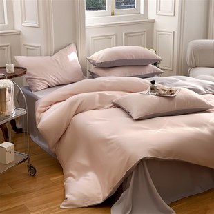 轻奢风双面兰精天丝床上用品纯色四件套冰丝床单被套丝滑裸睡 夏季