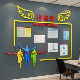 办公室目标墙面装饰业绩展示榜公告栏员工风采荣誉销售公司文化