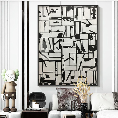 黑白灰工业风装饰画现代抽象创意横竖挂画设计师风格展厅家居壁画