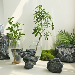 仿真假石头庭院造景装 饰钢玻璃石头 饰道具假山景观陈设装