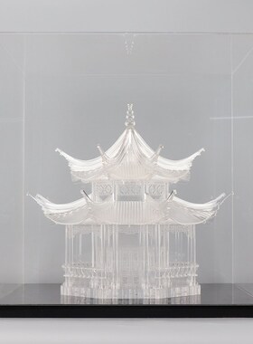 新古建筑八角塔样板房售楼处客厅书柜博古架装饰品