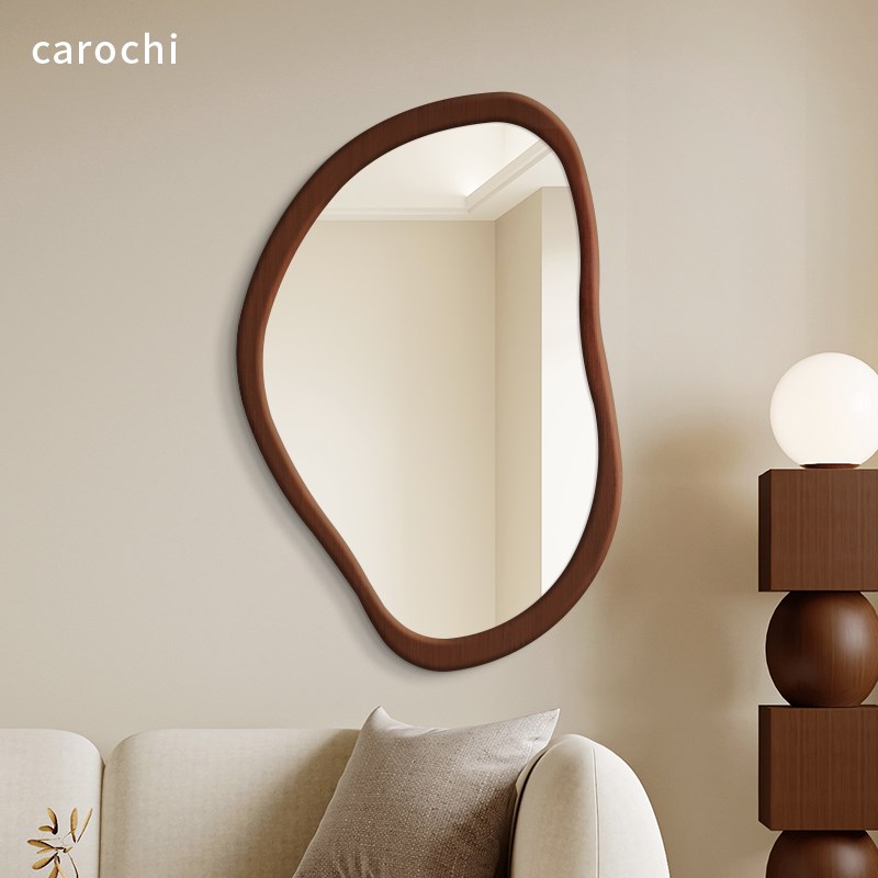 异形中古风桌面台式主卧2025新款梳妆台镜子实木挂墙式家用化妆镜