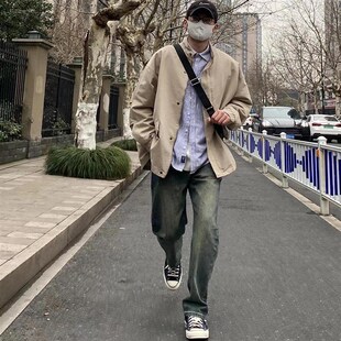 男装高级感日系夹克外套一整套休闲套装男生2024新款潮牌工装裤男