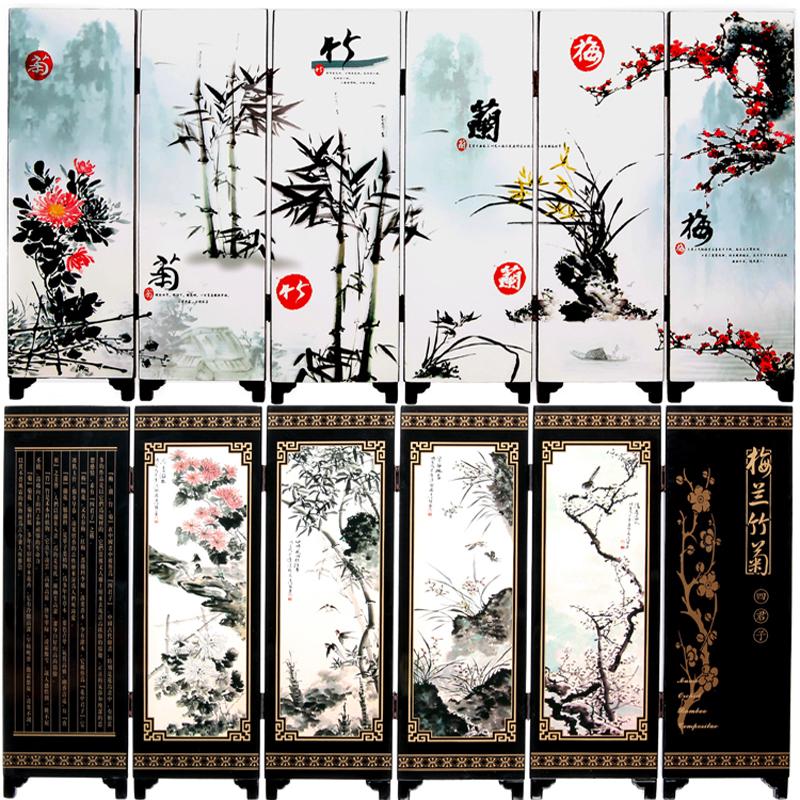 摆件三国人物屏风礼品扇工艺品出国 五虎上将国风特色漆器中6木质