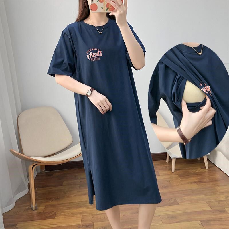 孕妈妈大码孕妇装夏季200斤连衣裙子孕期哺乳期两用衣服夏季外出