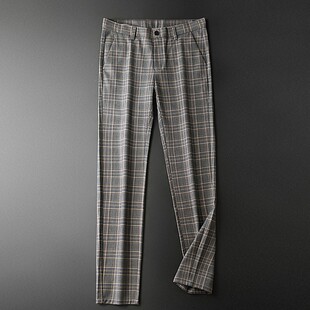 韩版 裤 西裤 春秋款 商务男裤 男修身 潮流格子裤 子2021年新款 男士 秋季