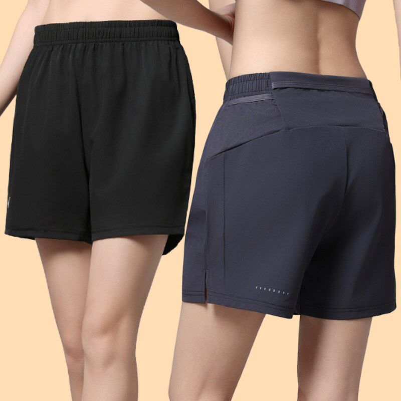 多口袋速干运动短裤女三分体考跑步专用显瘦休闲夏天薄款开叉健身