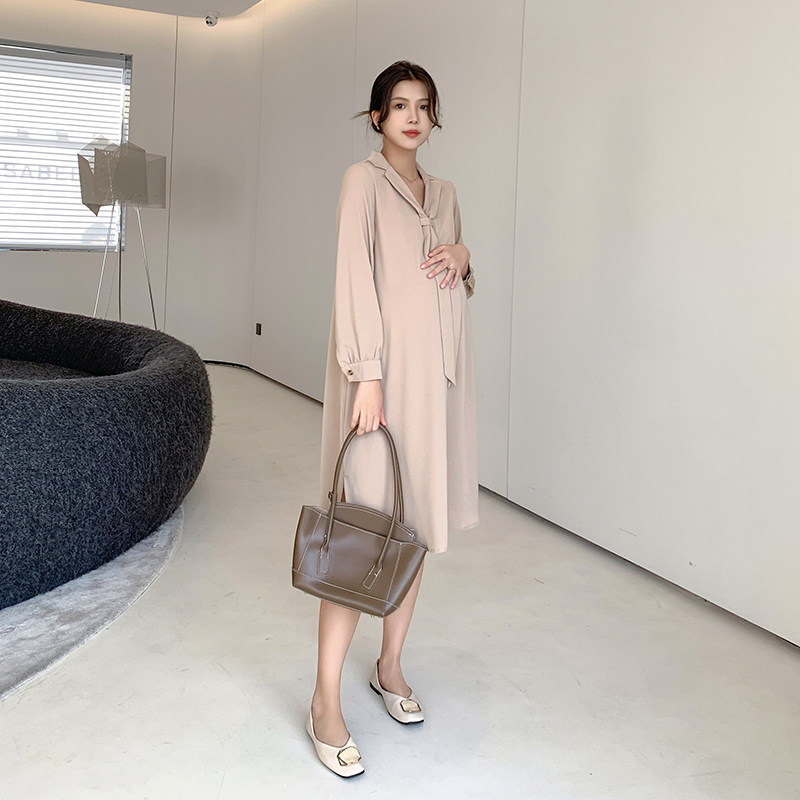 孕妇连衣裙春装法式高级感春秋款2023新款高品质孕妇装职业装春款