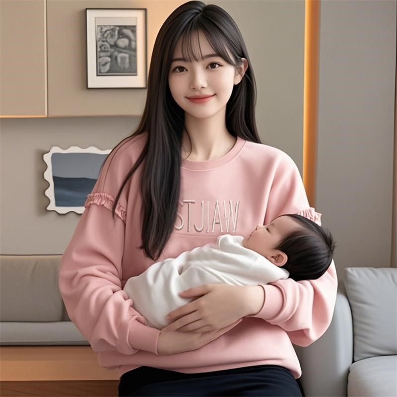 哺乳上衣服外出辣妈喂奶可外穿春装春秋款春季潮妈卫衣期纯棉大码