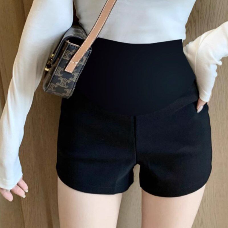 孕妇裤夏装外穿弹力修身显瘦高腰薄款托腹热裤夏季小个子孕妇短裤