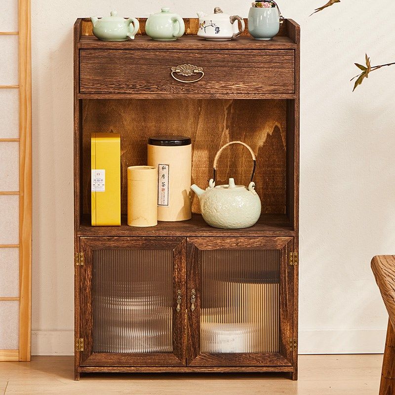 中式博古架实木收纳柜茶柜置物架餐边柜矮柜靠墙展示柜茶室茶水柜