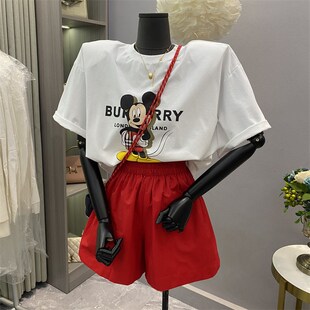 韩系休闲运动短裤女夏季松紧腰宽松小个子A字显瘦阔腿裤子套装潮