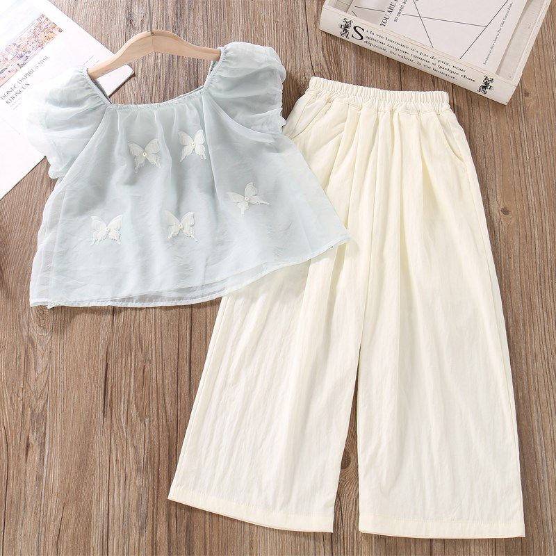 儿童夏季套装洋气超好看薄款衣服2025新款时尚阔腿裤女童两件套