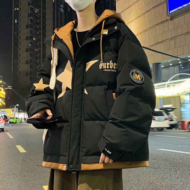 男孩冬季外套棉袄12岁初中学生羽绒棉服青少年大童连帽加厚棉衣潮