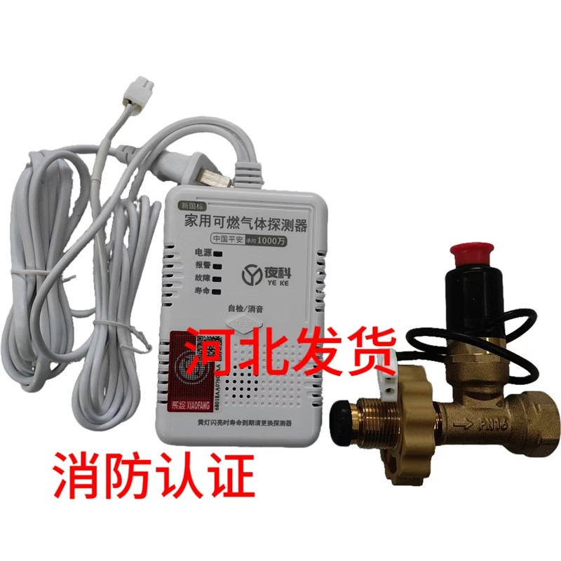 液化气家用燃气报警器+钢瓶电磁切断阀套装