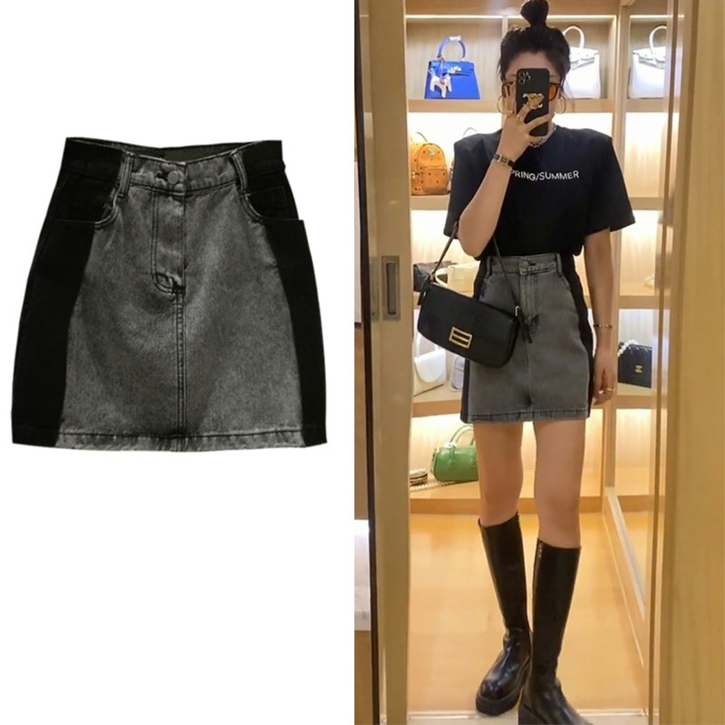 梨形身材裙子a字裙胖妹妹大码高腰显瘦牛仔裙女夏半身大码薄款