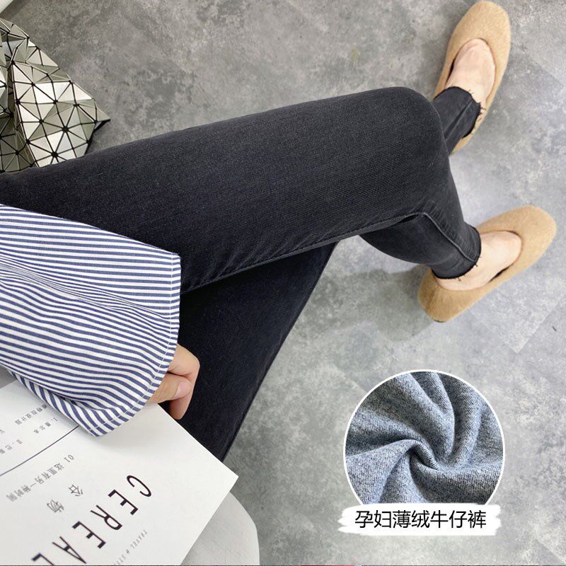 孕妇牛仔裤春秋外穿修身显瘦烟灰色紧身九分小脚裤春夏薄款打底裤