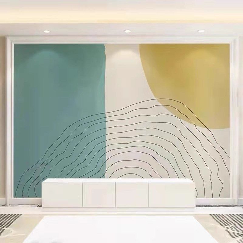 北欧几何拼色电视背景墙纸现代简约卧室床头壁布客厅沙发定制壁画