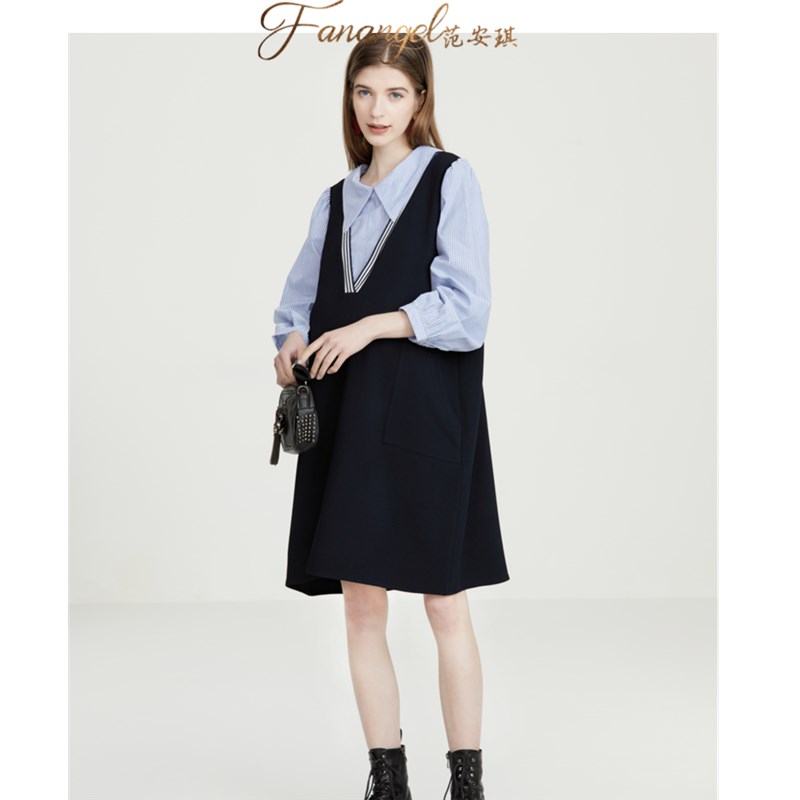 商务孕妇职业装秋冬连衣裙工作服宽松大码孕妇上班连衣裙春秋打底