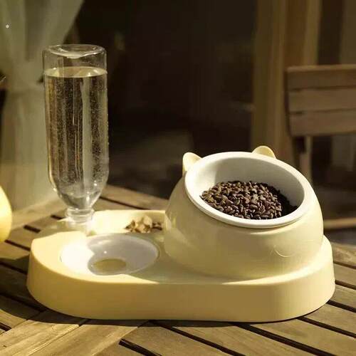 实用高颜值猫碗双碗自动饮水狗食盆泰迪饭碗宠物喝水狗狗陶瓷