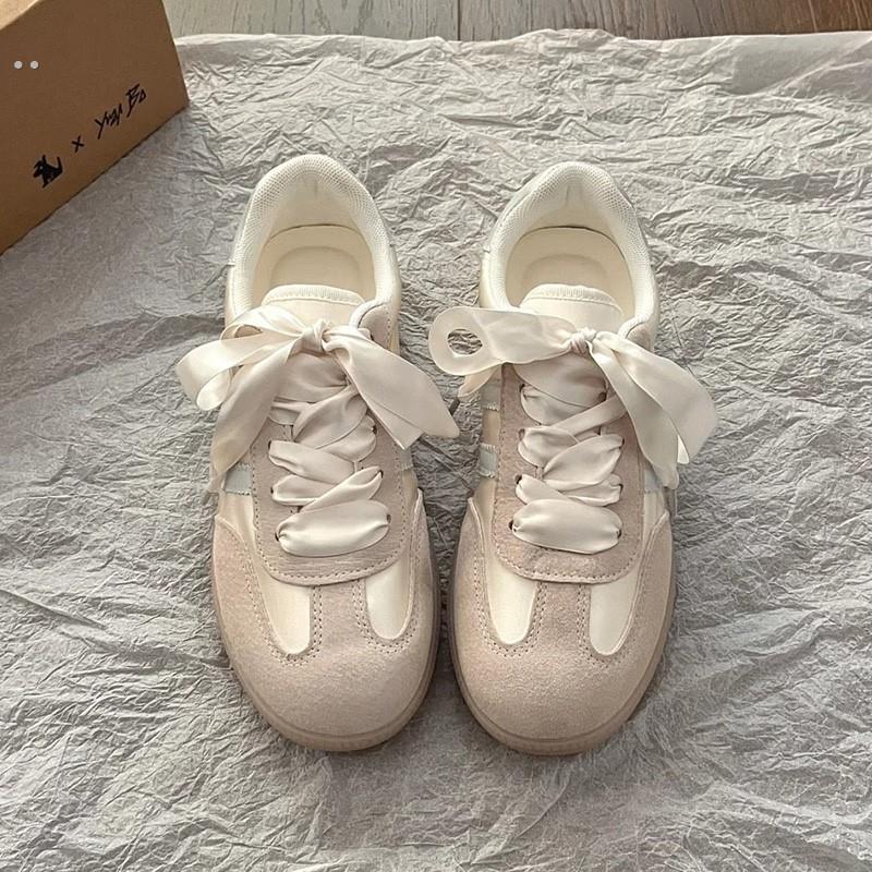 丝绸鞋带德训鞋芭蕾风百搭米白色蕾丝带可拆卸运动鞋珍珠鞋绳